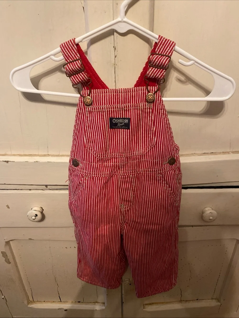 OshKosh B'gosh Red and White Stripe Toddler Overalls